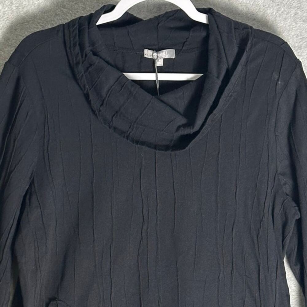 Habitat NWT Sz M Steady‎ Stream Cowl Pocket Tunic Top Linen Blend Black Crinkle - Picture 10 of 12